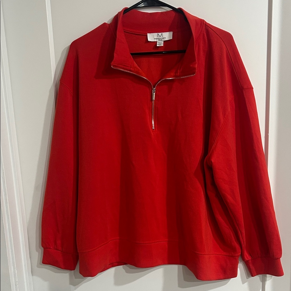 Magaschoni Woman’s Vibrant Red Zip-Up Sweater
